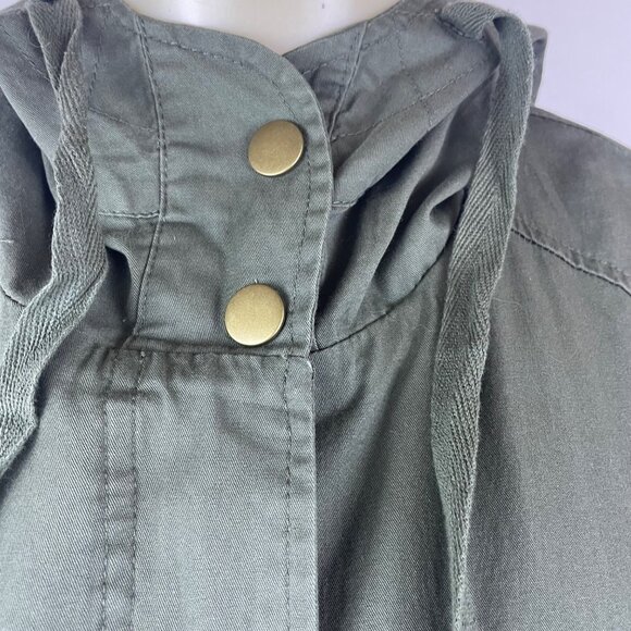 Active Usa Asymmetrical Floral Embroidered Womens Green Hooded Jacket Sz S - Picture 6 of 10